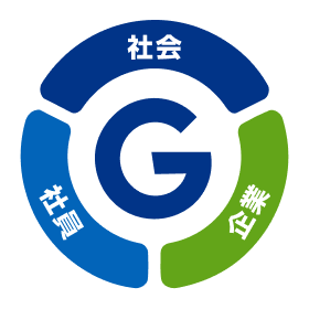 社会・社員・企業の循環を表す研修ロゴ
