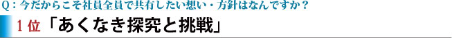 1位「あくなき探究と挑戦」